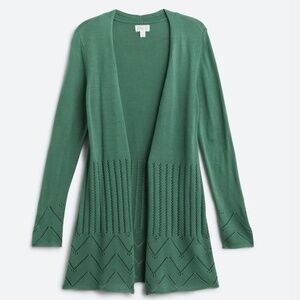 Market & Spruce Penelope Placed Pointelle Hem Cardigan